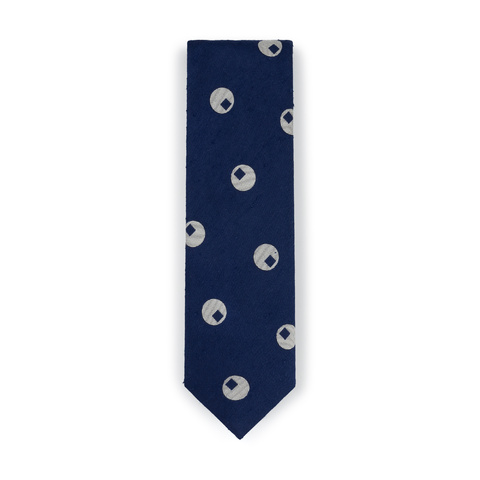 Navy Art Deco Shantung Silk Tie