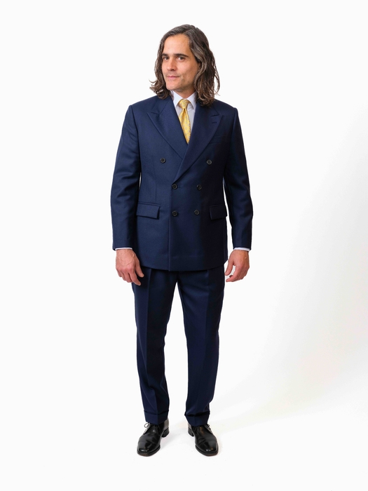 Navy Herringbone Wool Suit