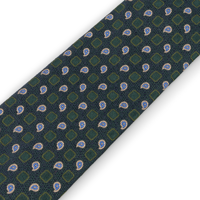 Green Blue Pailsey Silk Tie