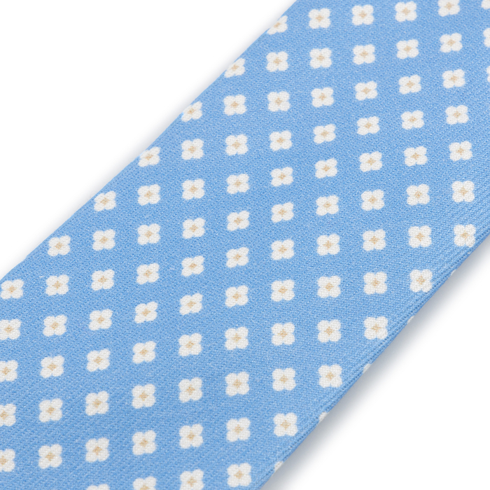 Light Blue Flower Silk Tie