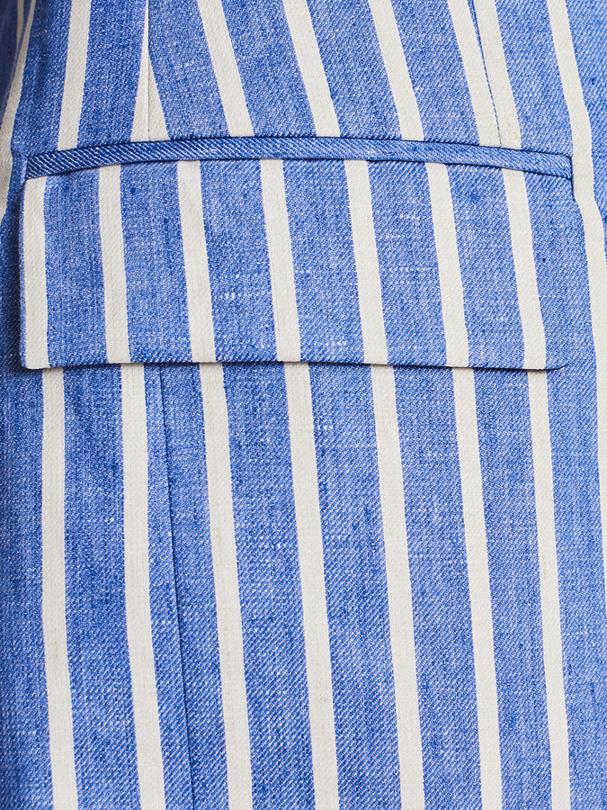 Image of Blue White Linen Stripe