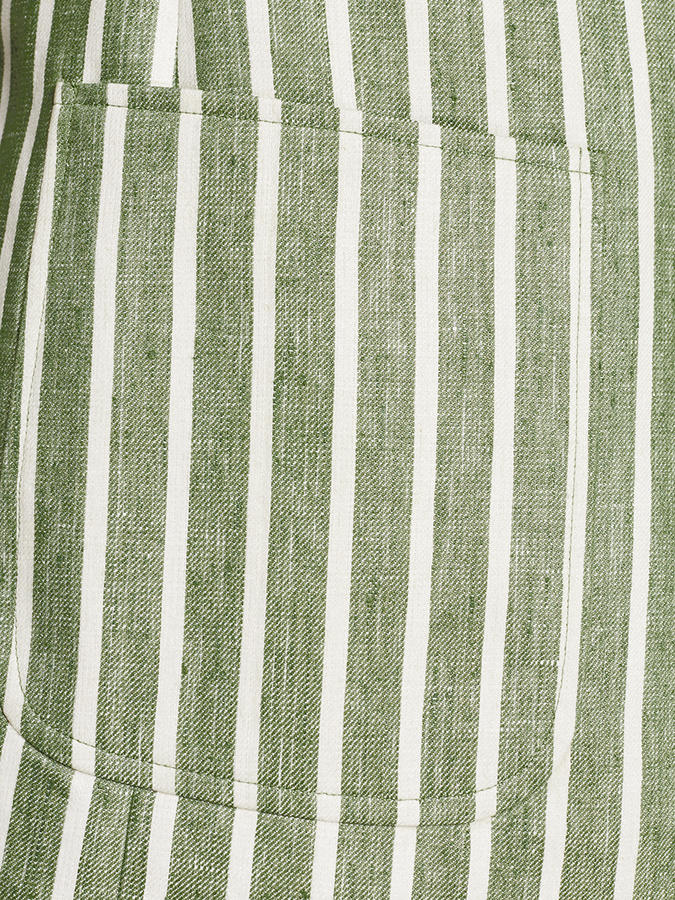 Image of Green & White Striped Linen