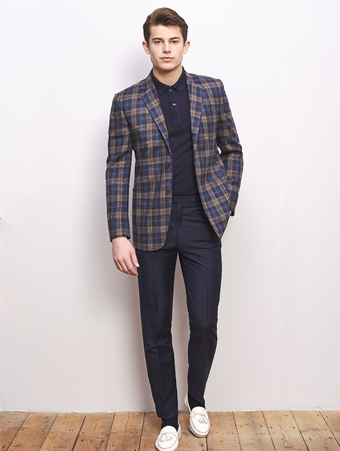 Image of Blue Brown Wool Silk Linen Combo