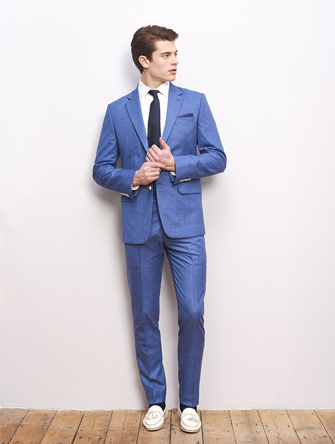 Image of Blue Naturals Wool Silk Linen Suit
