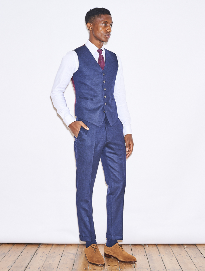 Image of Navy Blue British Flannel Suit