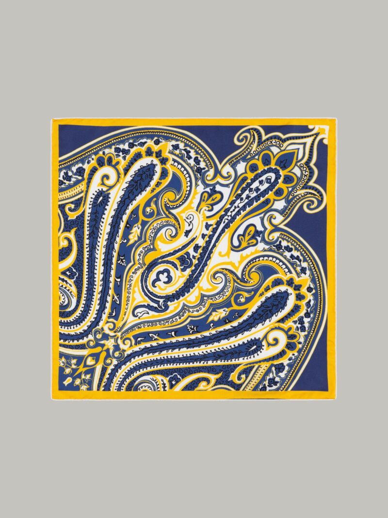 Yellow Blue Silk Floral
